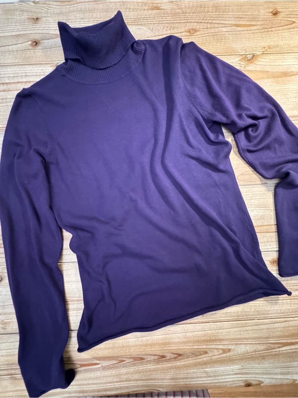 Royal Purple Turtleneck Sweater Size Large Fine Knit